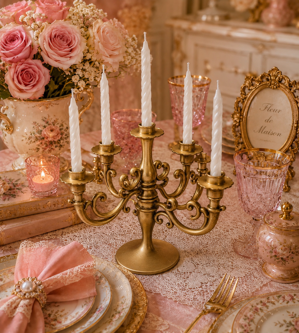 Vintage Glam Candelabra cake topper