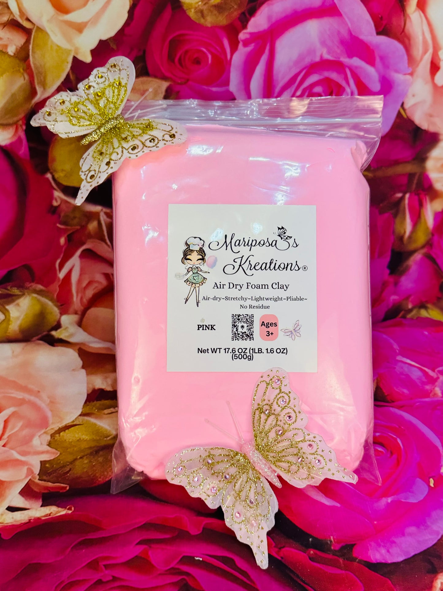 Pink Air Dry Foam Clay 500 grams