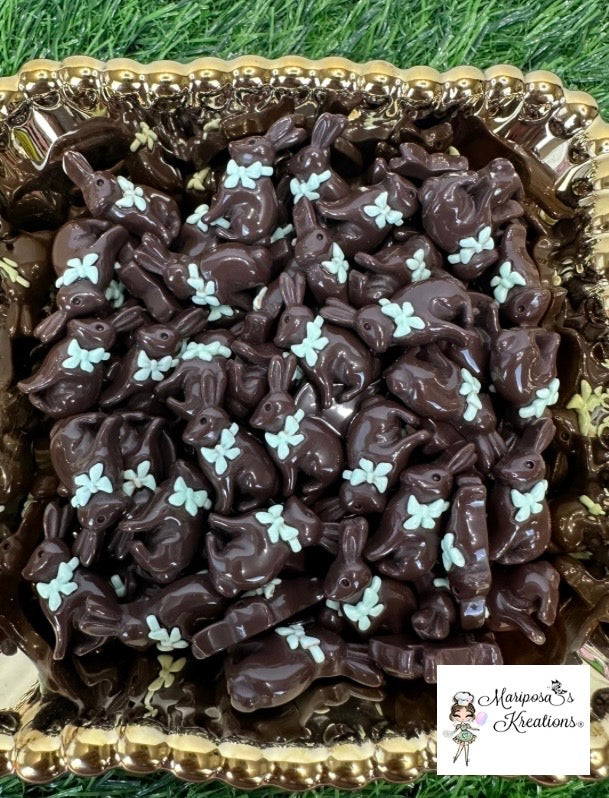 Fake Chocolate Bunny Cabachons Mint