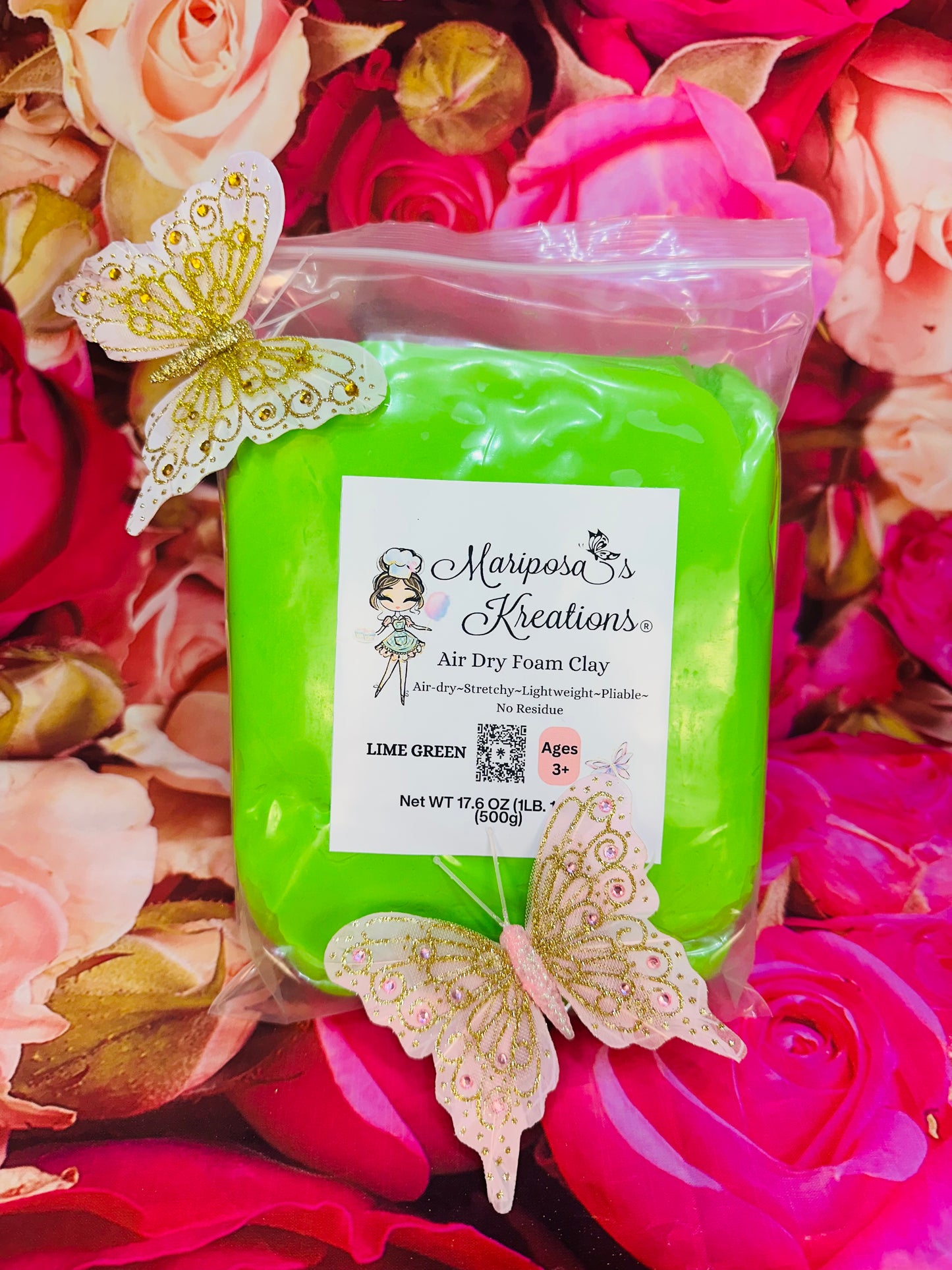 Lime Green Air Dry Foam Clay 500 grams