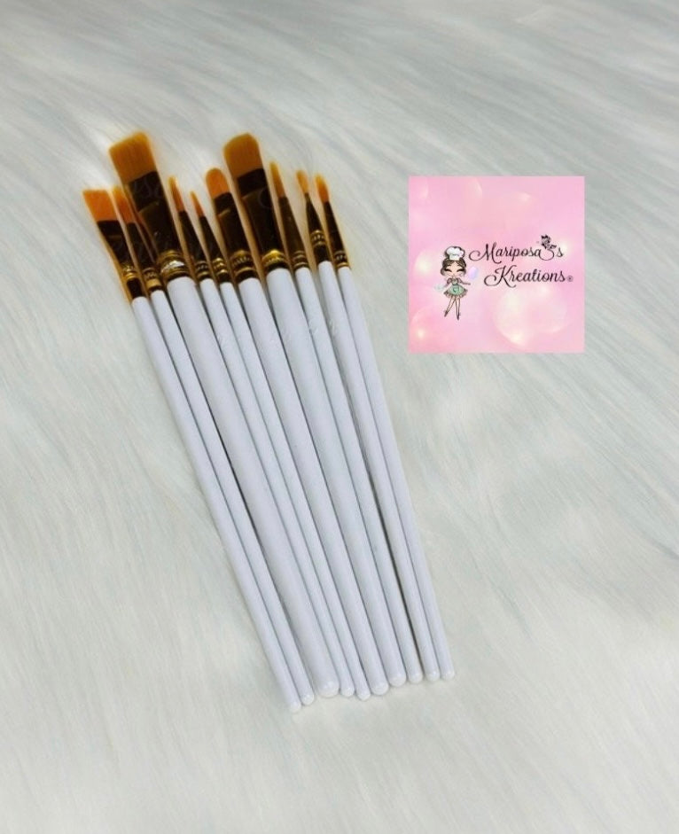 White Paint Brush Set