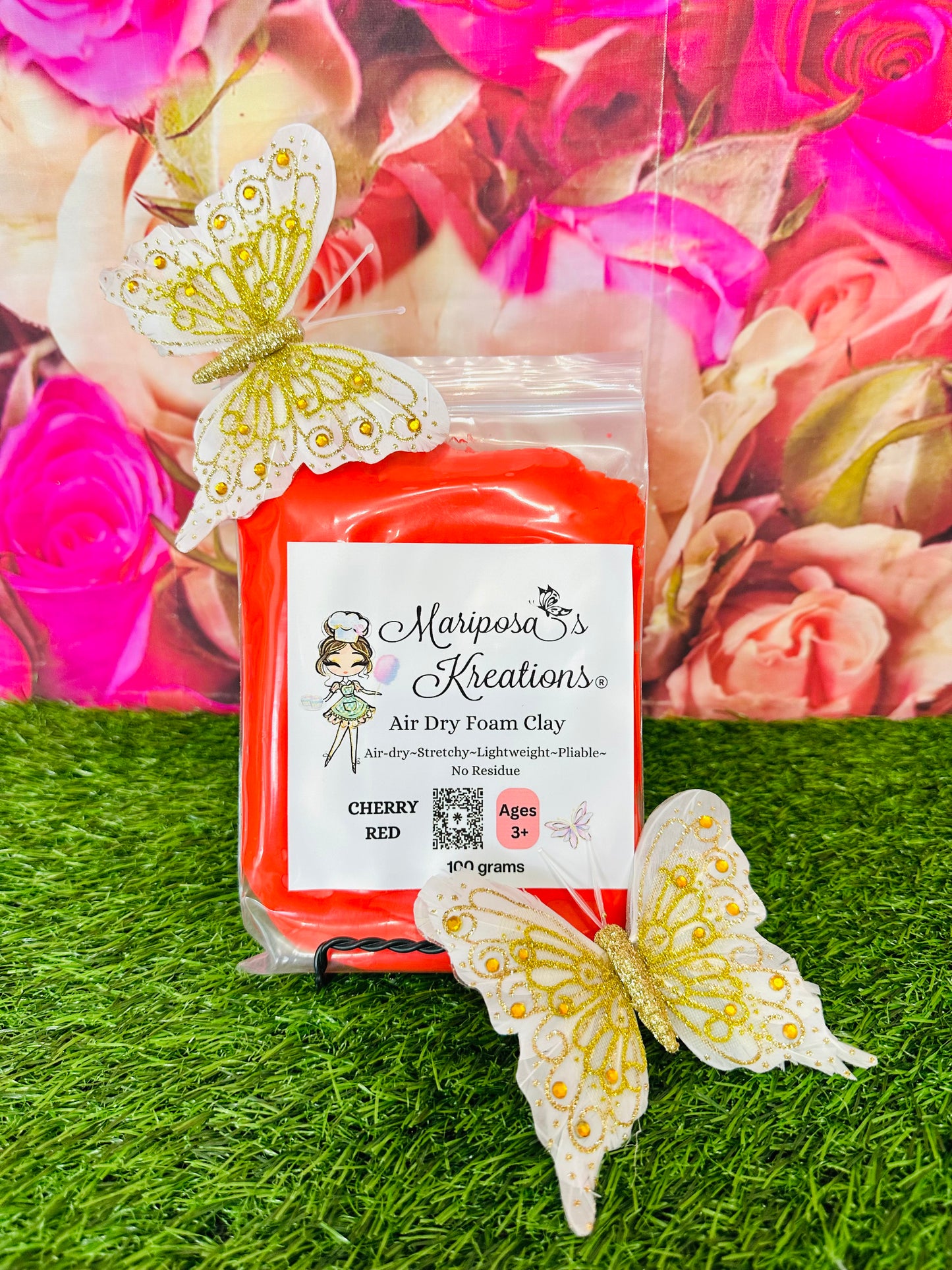 Cherry Red Air Dry Foam Clay 100 grams