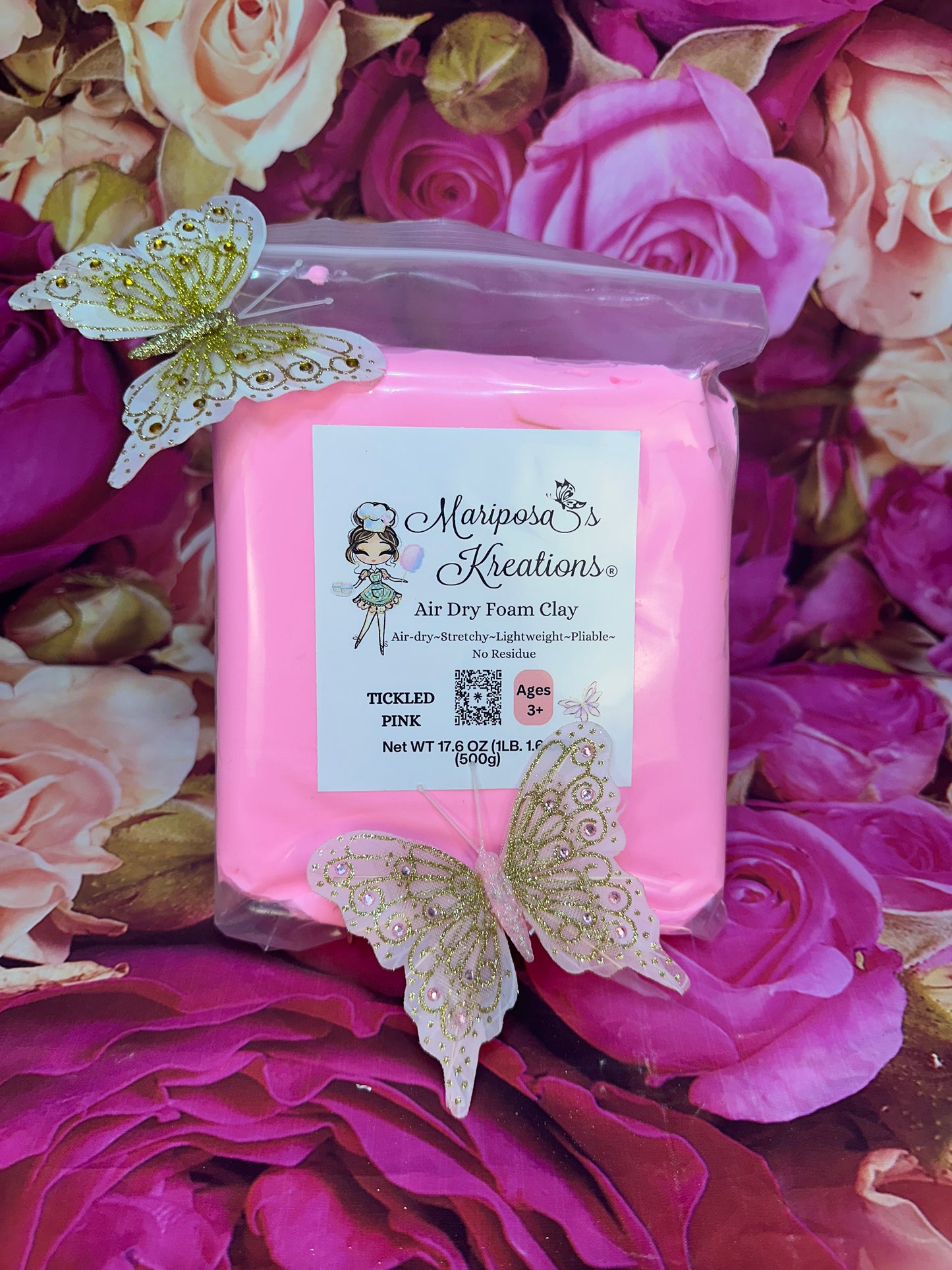 Tickled Pink Air Dry Foam Clay 500 grams