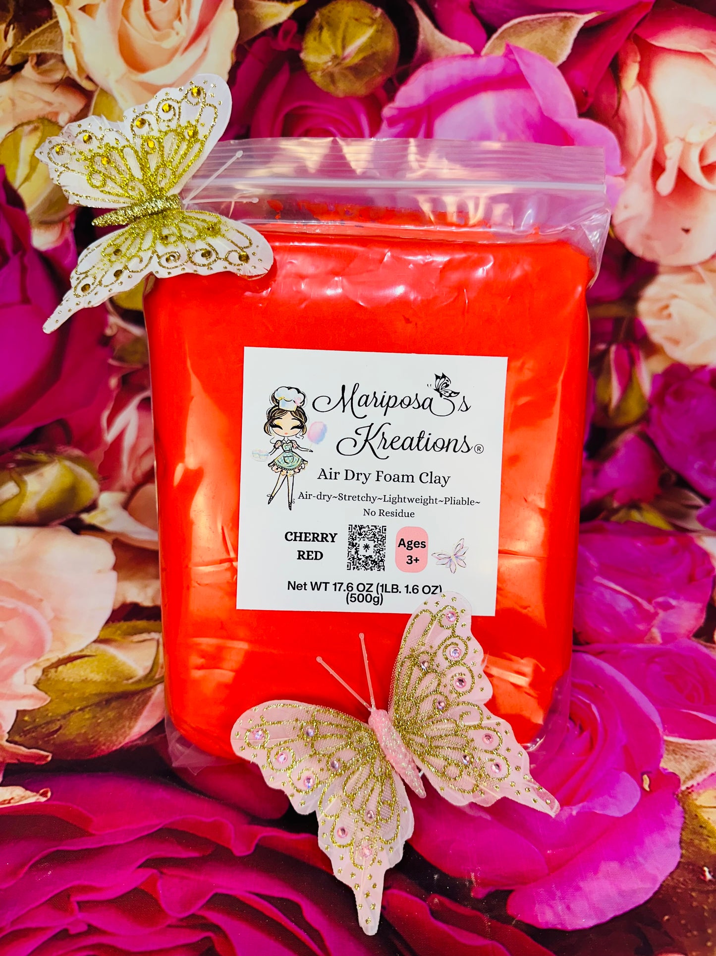 Cherry Red Air Dry Foam Clay 500 grams