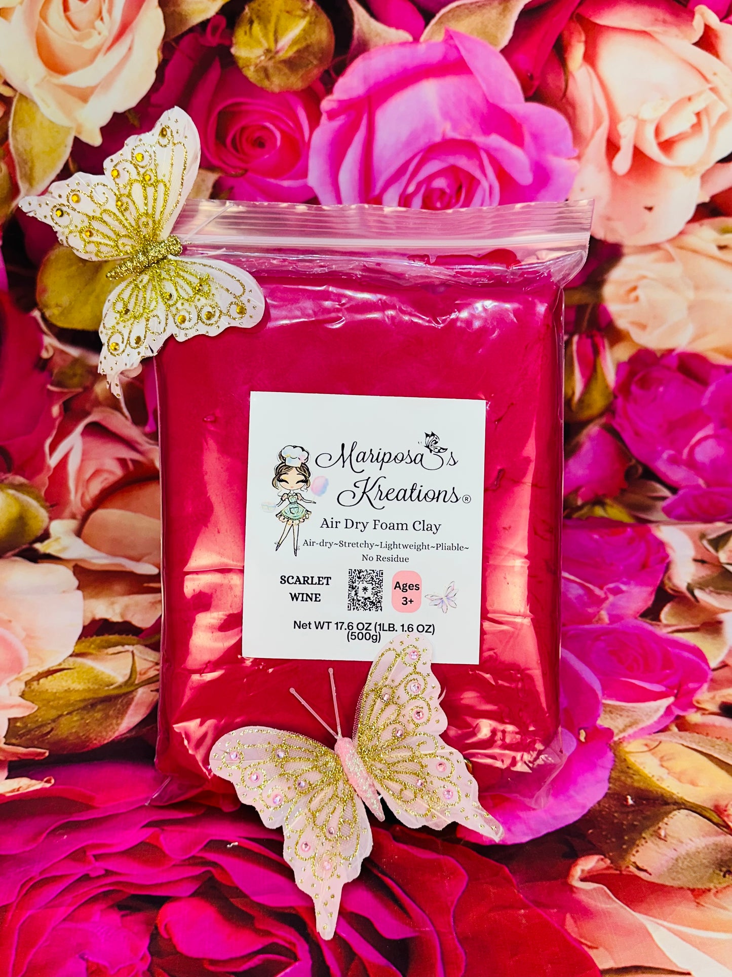 Scarlet Wine Air Dry Foam Clay 500 grams