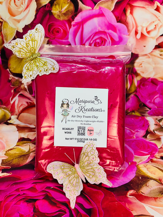 Scarlet Wine Air Dry Foam Clay 500 grams
