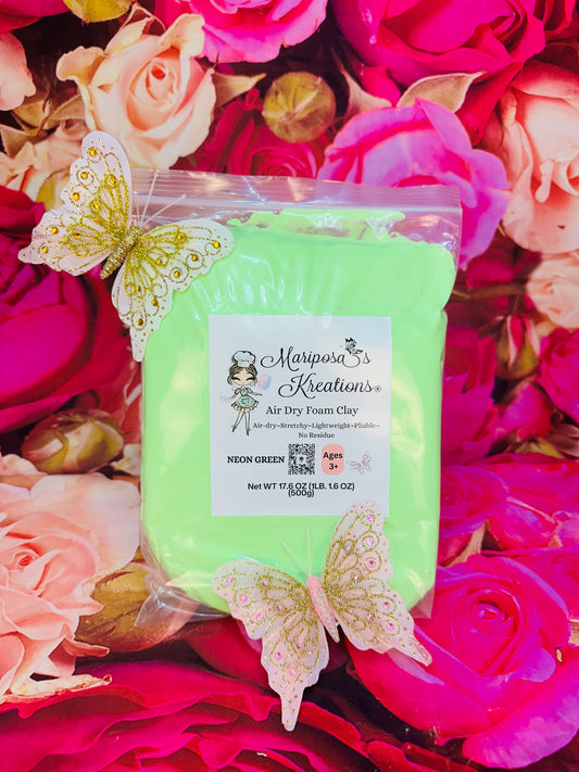 Neon Green Air Dry Foam Clay 500 grams