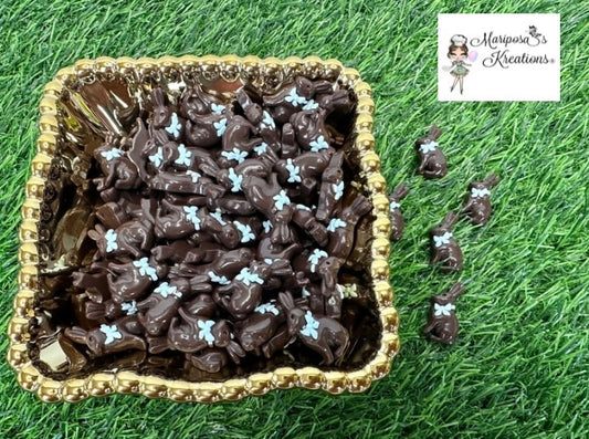 Fake Chocolate Bunny Cabachons Blue