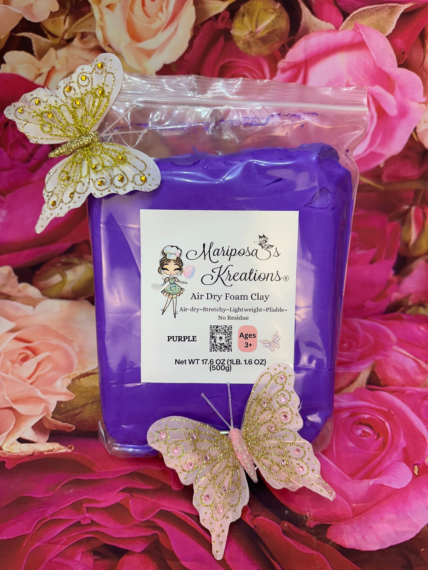 Purple Air Dry Foam Clay 500 grams