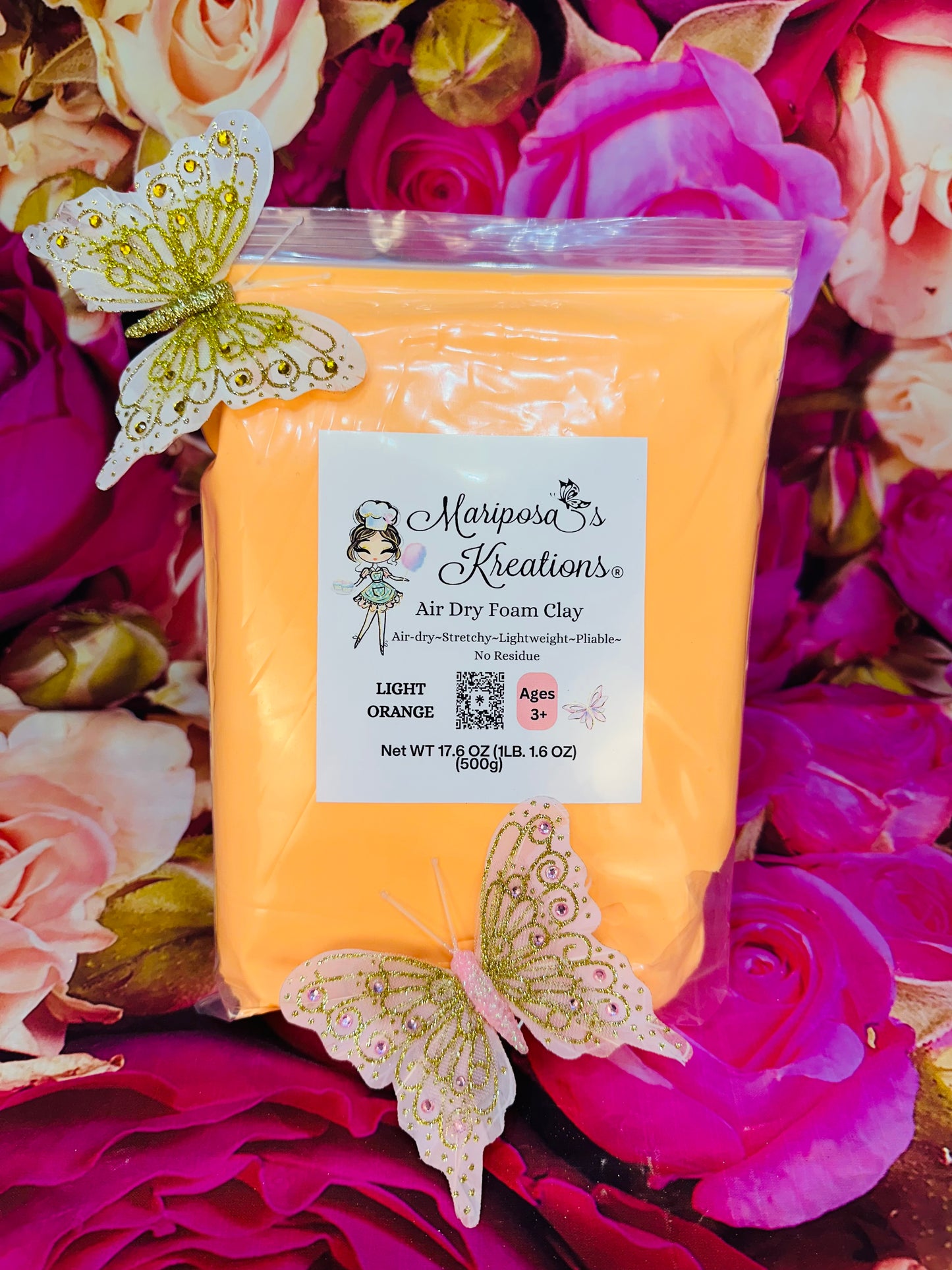 Light Orange Air Dry Foam Clay 500 grams