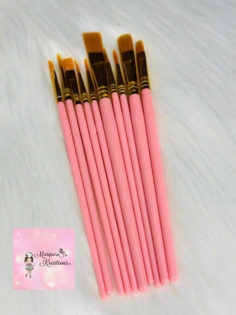 Pink Paint Brush Set