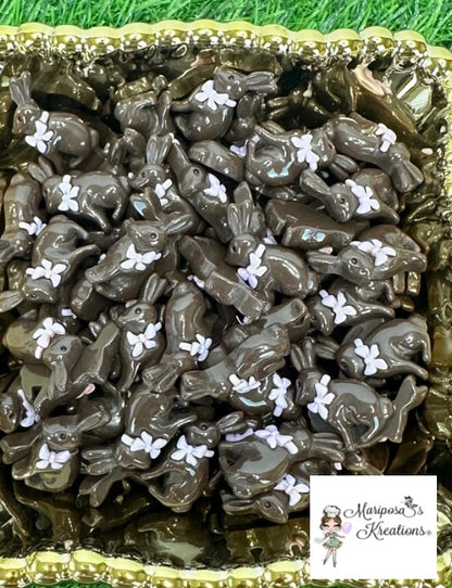 Fake Chocolate Bunny Cabachons Lilac