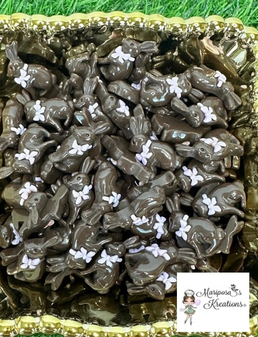 Fake Chocolate Bunny Cabachons Lilac