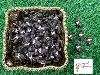 Fake Chocolate Bunny Cabachons Pink