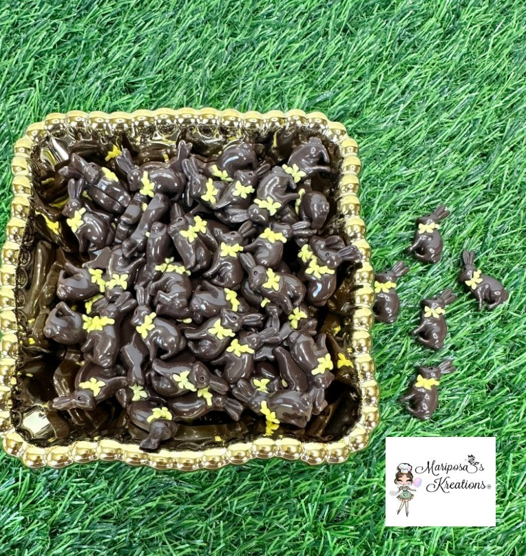 Fake Chocolate Bunny Cabachons Yellow