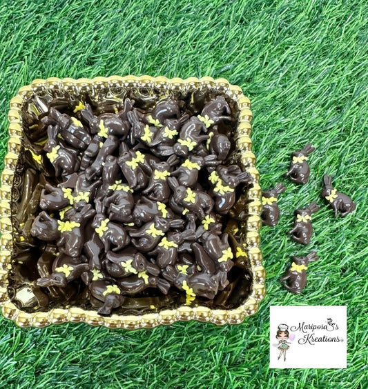Fake Chocolate Bunny Cabachons Yellow