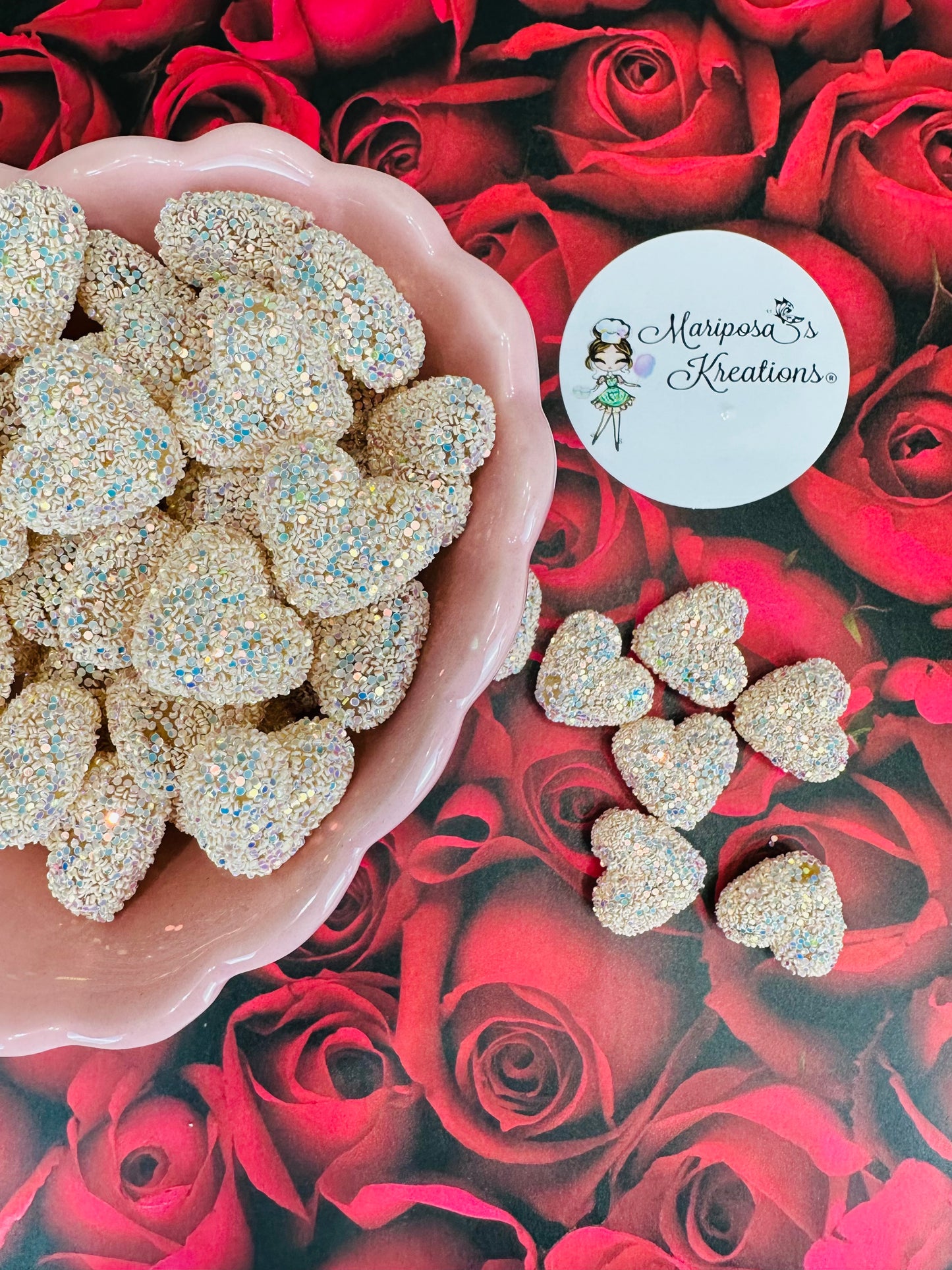 White Glitter Hearts