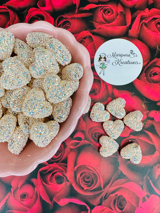 White Glitter Hearts