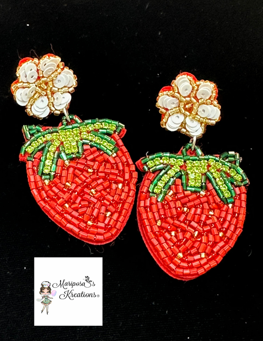 Strawberry Beaded Earrings